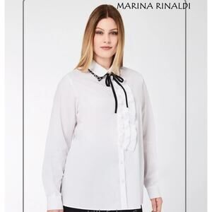 NWT Marina Rinaldi Cotton Blend Button Shirt Necktie Plus size 20 Preppy Career